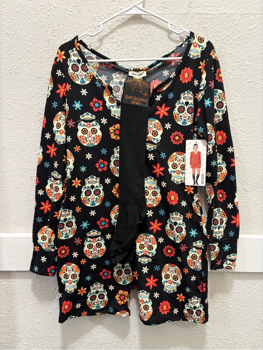ShoSho Day of the Dead Sleepwear Romper with Socks NWT M